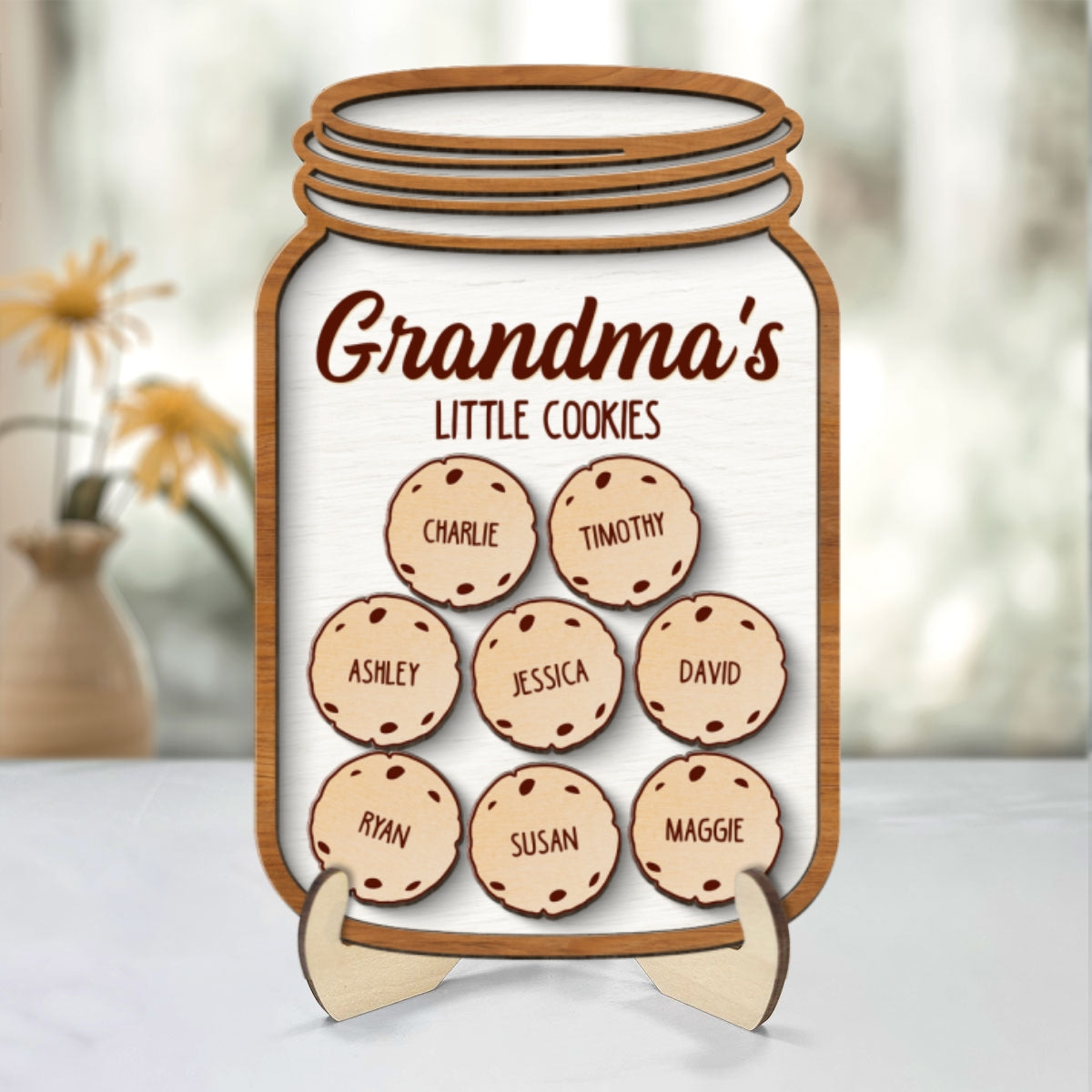 Grandma Mom Cookies Jar Gift Personalized 2-layer Wooden Plaque