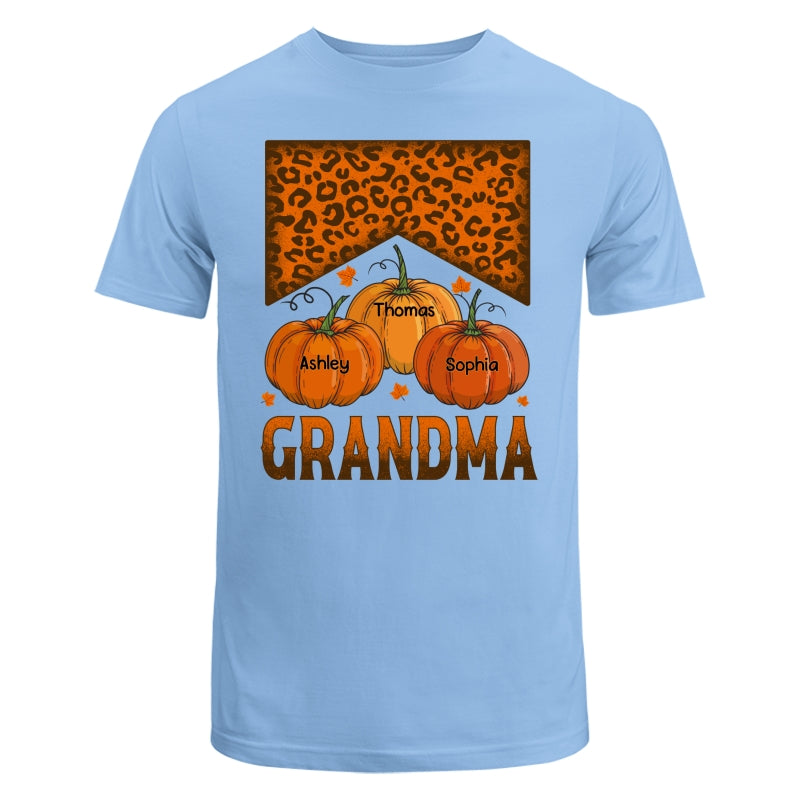Grandma Mom Fall Season Leopard Pumpkins Personalized Shirt