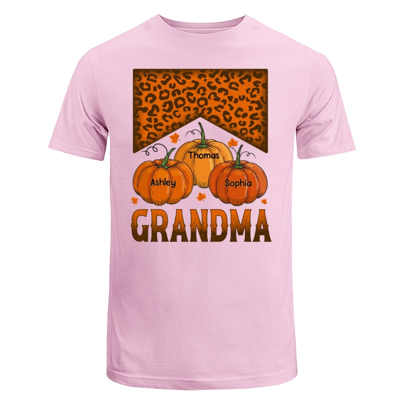 Grandma Mom Fall Season Leopard Pumpkins Personalized Shirt