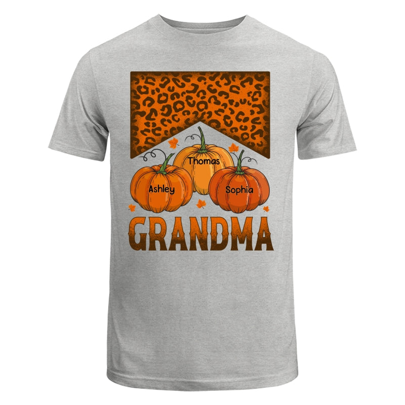 Grandma Mom Fall Season Leopard Pumpkins Personalized Shirt