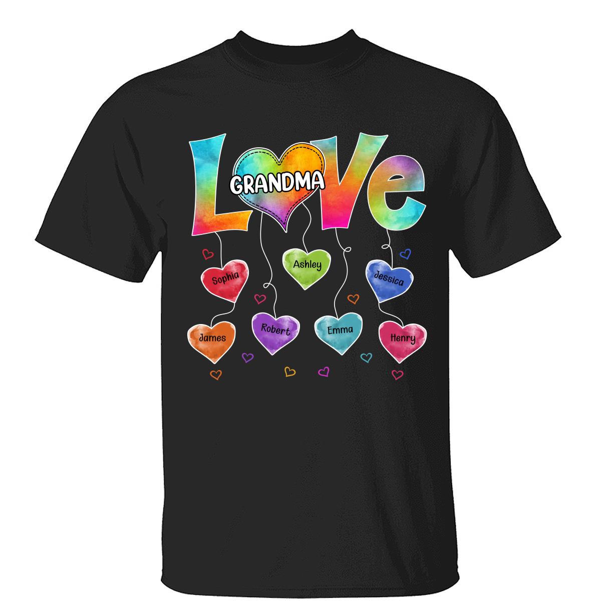 Grandma Mom Colorful Pattern Love Heartstring Personalized Shirt