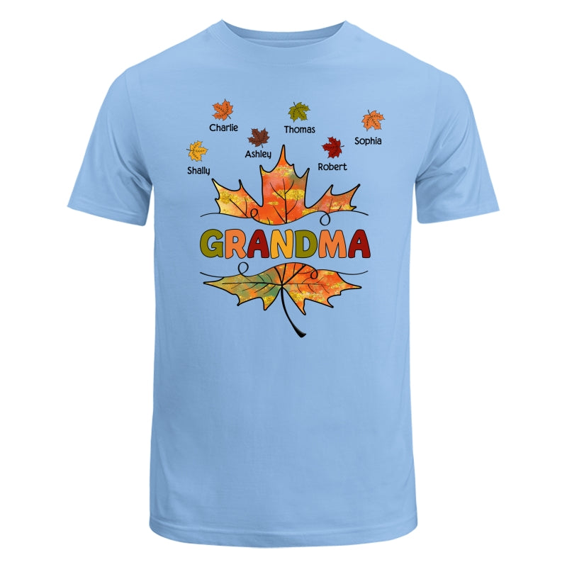 Grandma Mom Fall Leave Cut Through Personalized Shirt