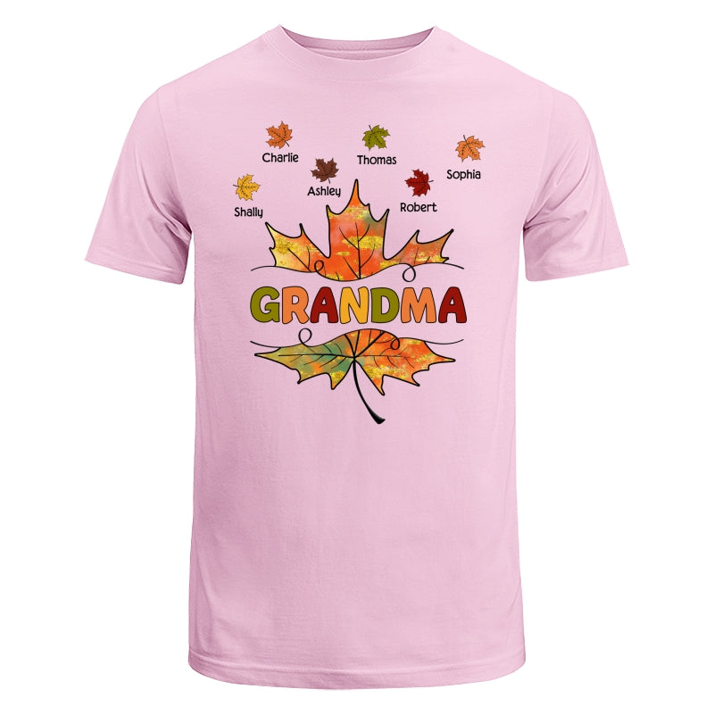 Grandma Mom Fall Leave Cut Through Personalized Shirt