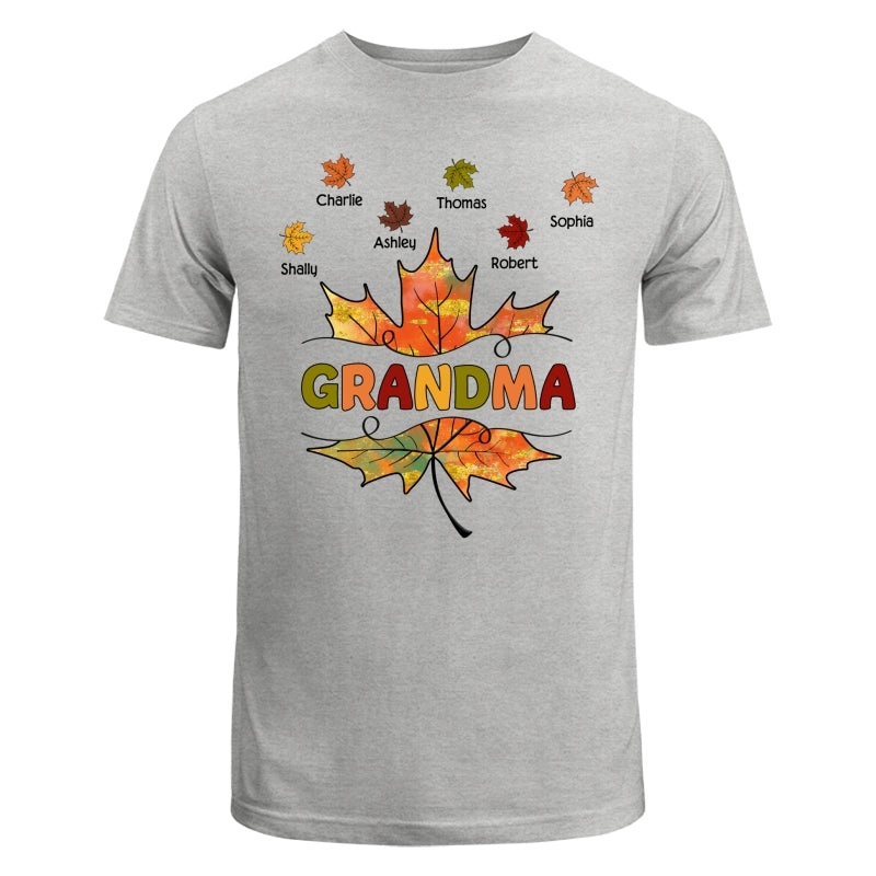 Grandma Mom Fall Leave Cut Through Personalized Shirt