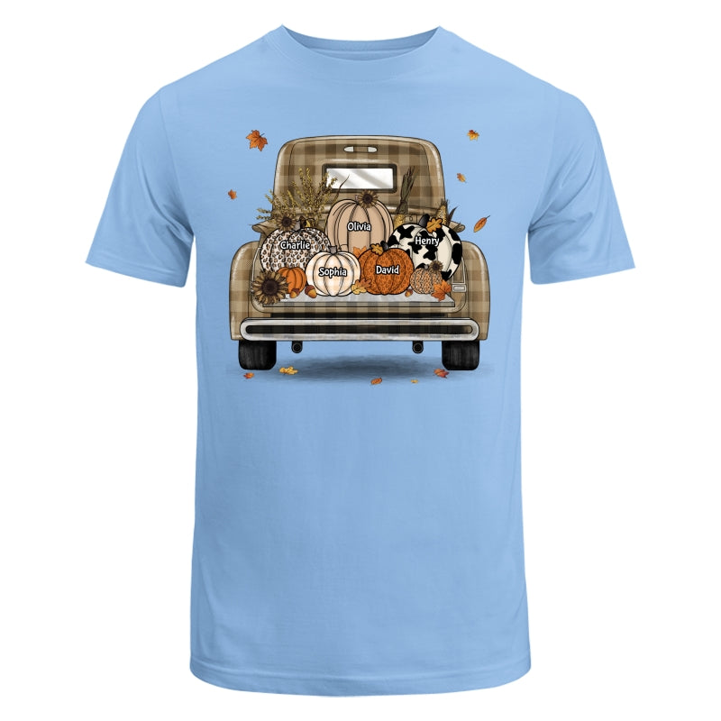 Grandma Mom Fall Season Leopard Truck Pumpkins Personalized Shirt