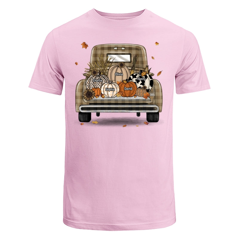 Grandma Mom Fall Season Leopard Truck Pumpkins Personalized Shirt