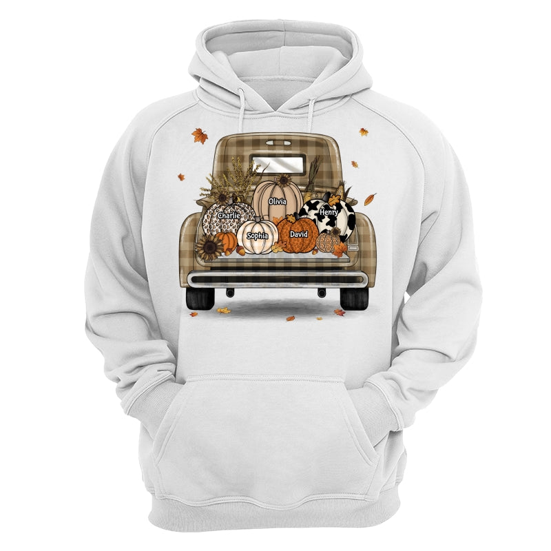 Grandma Mom Fall Season Leopard Truck Pumpkins Personalized Shirt