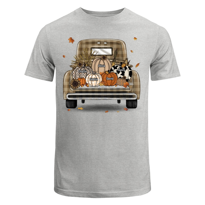 Grandma Mom Fall Season Leopard Truck Pumpkins Personalized Shirt