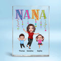 Grandma Mom Colorful String Happy Woman & Kids Personalized Vertical Rectangle Acrylic Block Plaque