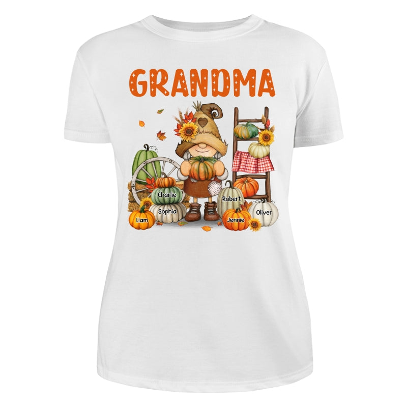 Grandma Mom Fall Season Gnome Personalized Shirt