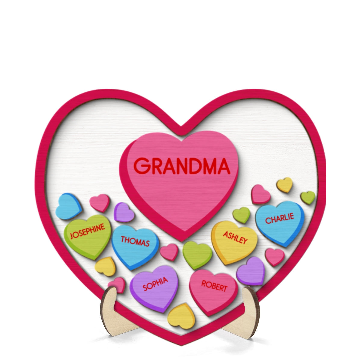 Grandma Mom Conversation Hearts In Heart Valentine¡®s Day Gift Personalized 2-Layer Wooden Plaque
