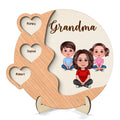 Grandma Mom Crossed Legs Hearts Woman Face Personalized 2-layer Wooden Plaque