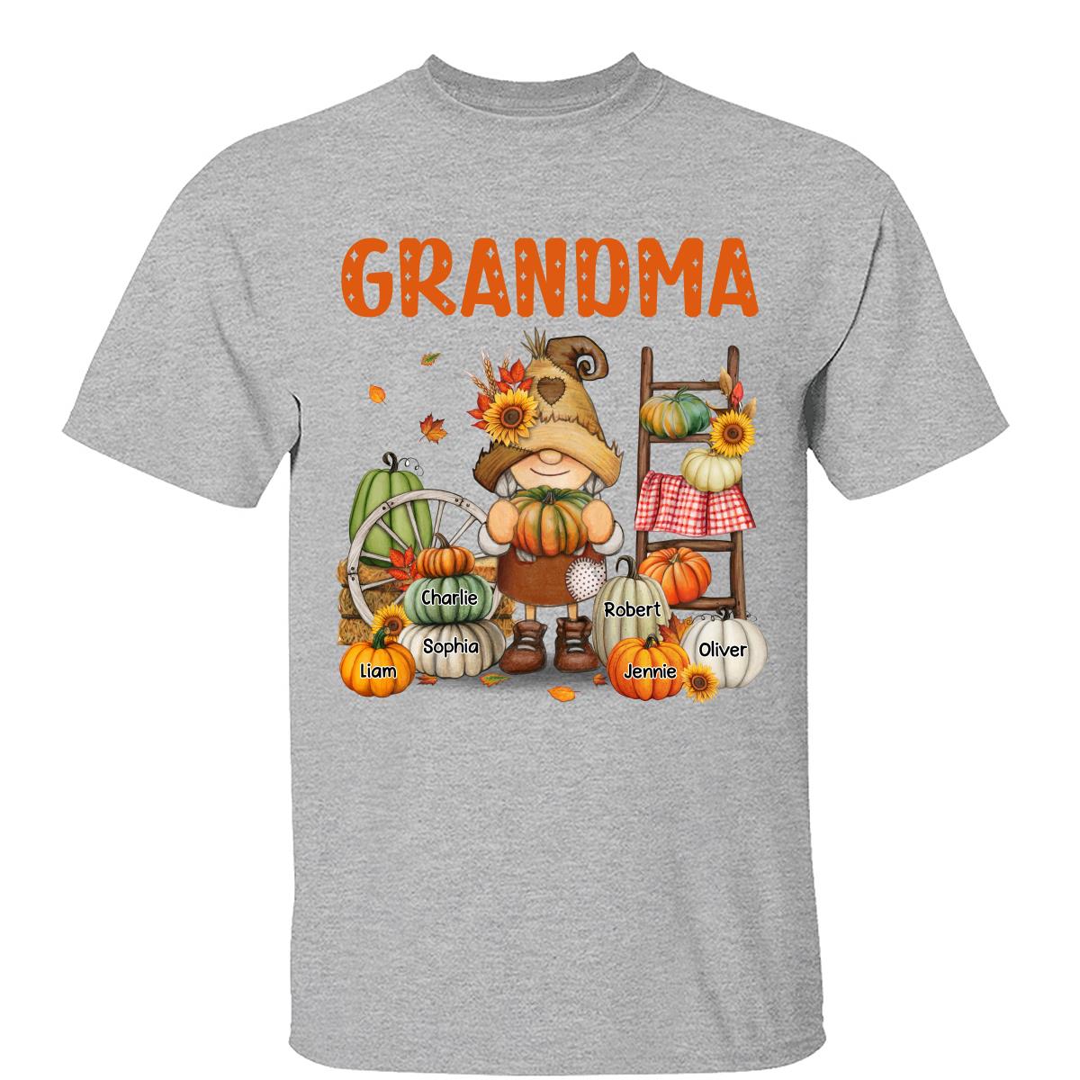 Grandma Mom Fall Season Gnome Personalized Shirt