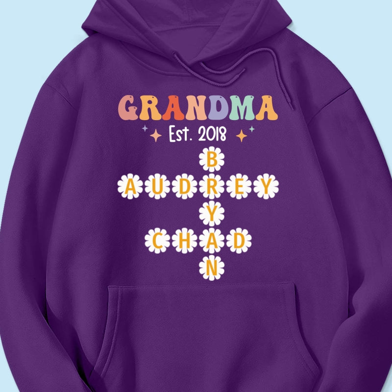 Grandma Mom Daisy Flower Crossword Art Puzzle Personalized Shirt