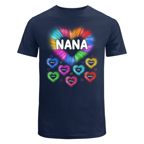 Grandma Mom Colorful Hearts Personalized Shirt