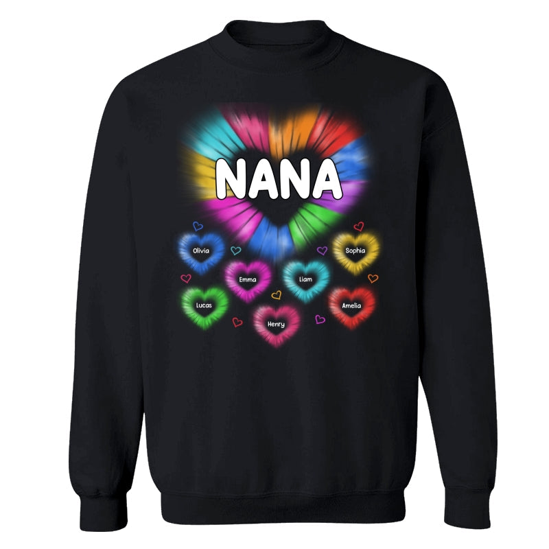 Grandma Mom Colorful Hearts Personalized Shirt