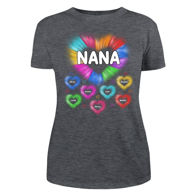 Grandma Mom Colorful Hearts Personalized Shirt