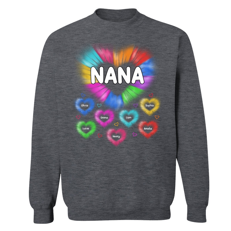 Grandma Mom Colorful Hearts Personalized Shirt
