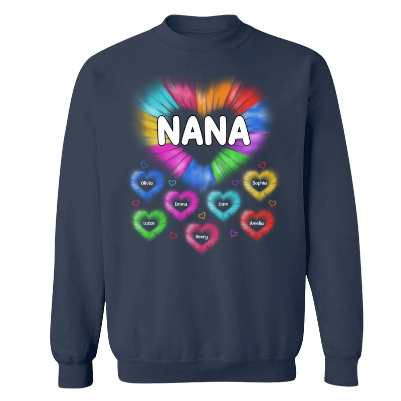Grandma Mom Colorful Hearts Personalized Shirt