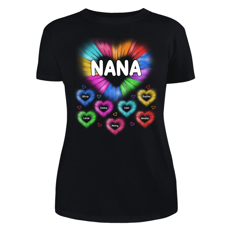 Grandma Mom Colorful Hearts Personalized Shirt