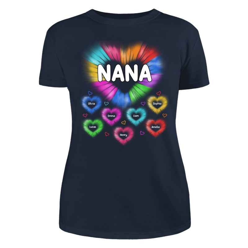 Grandma Mom Colorful Hearts Personalized Shirt