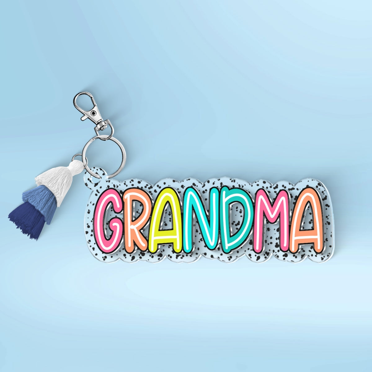 Grandma Mom Colorful Pattern Personalized 2-Layer Acrylic Keychain