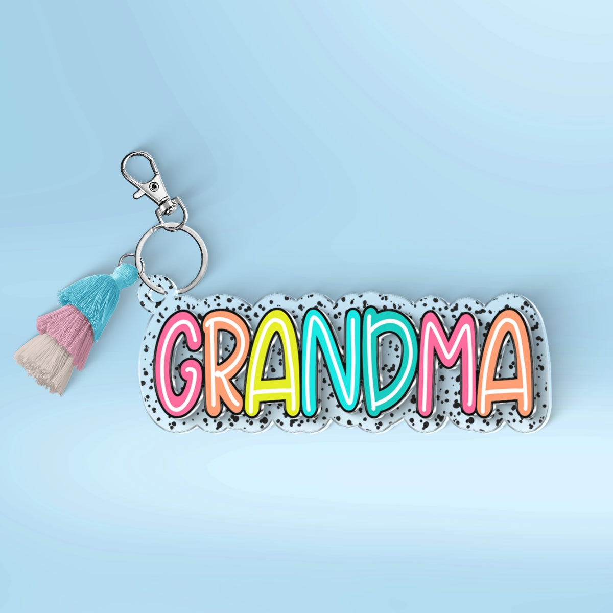 Grandma Mom Colorful Pattern Personalized 2-Layer Acrylic Keychain