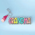 Grandma Mom Colorful Pattern Personalized 2-Layer Acrylic Keychain