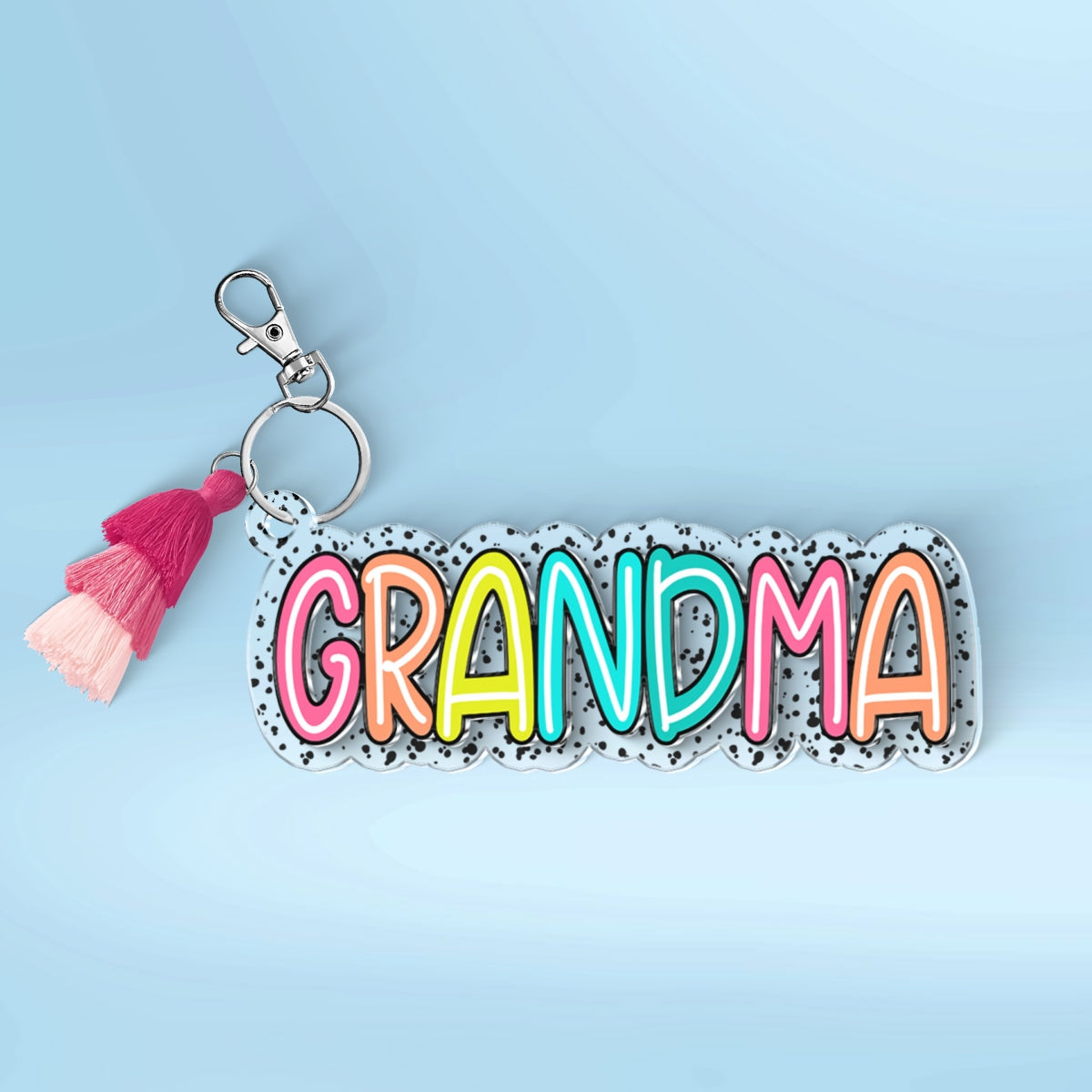 Grandma Mom Colorful Pattern Personalized 2-Layer Acrylic Keychain