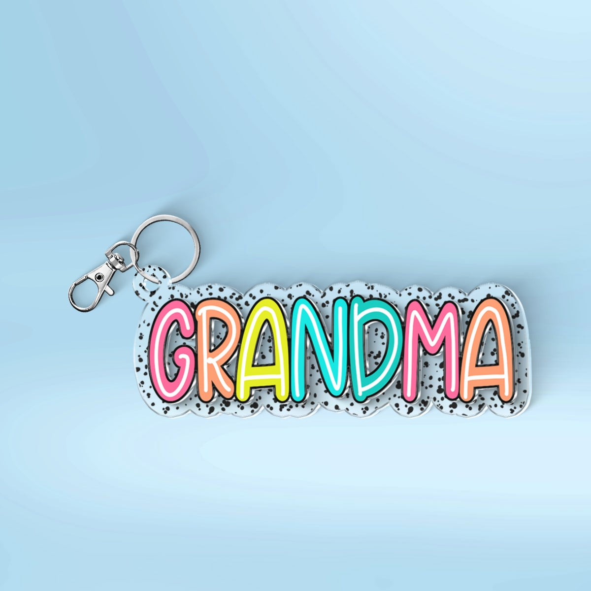 Grandma Mom Colorful Pattern Personalized 2-Layer Acrylic Keychain