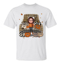 Grandma Mom Fall Season Sitting On Leopard Truck Pumpkins Personalized Shirt