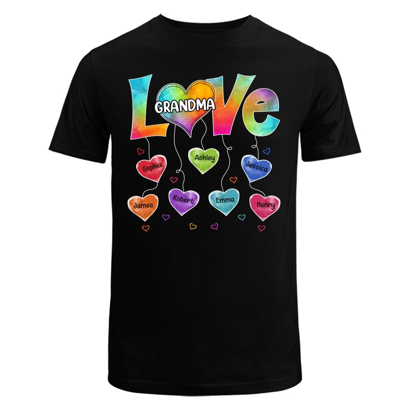 Grandma Mom Colorful Pattern Love Heartstring Personalized Shirt