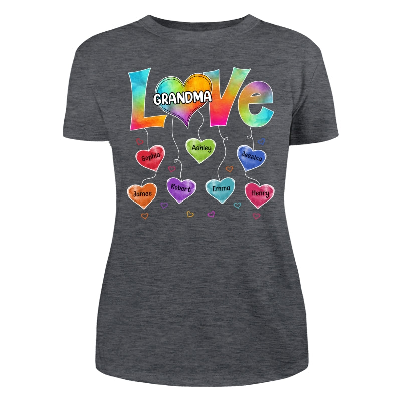 Grandma Mom Colorful Pattern Love Heartstring Personalized Shirt