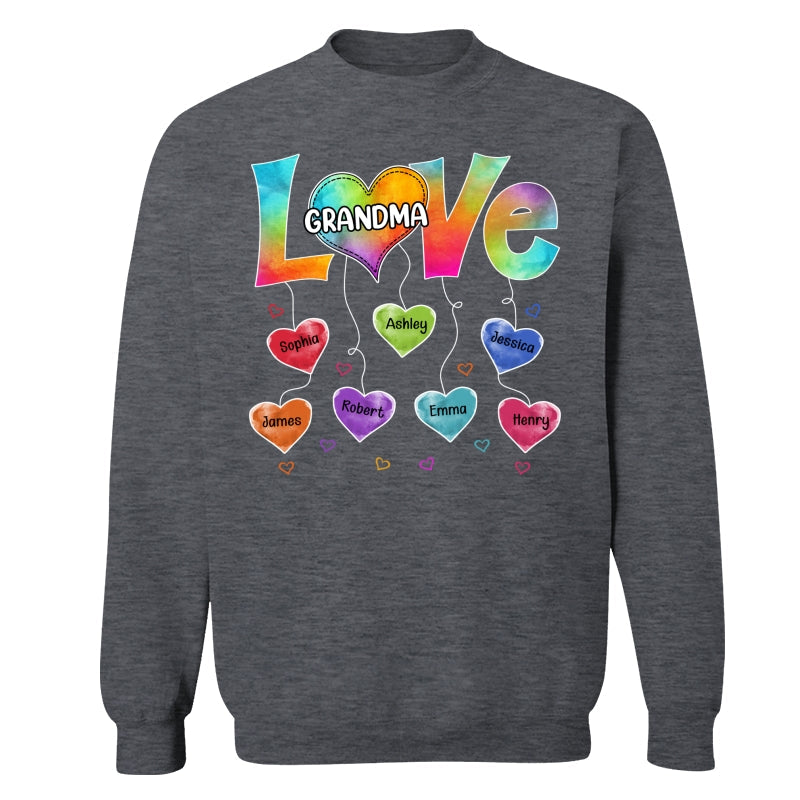 Grandma Mom Colorful Pattern Love Heartstring Personalized Shirt