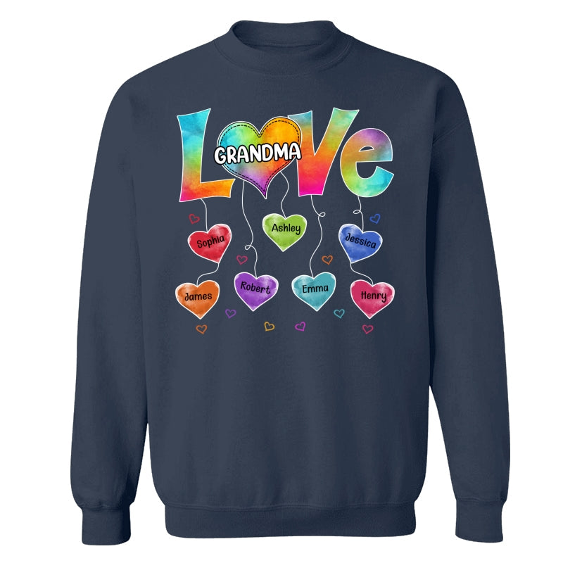 Grandma Mom Colorful Pattern Love Heartstring Personalized Shirt