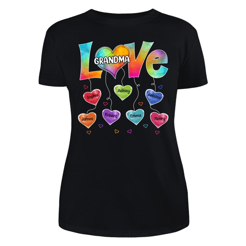 Grandma Mom Colorful Pattern Love Heartstring Personalized Shirt