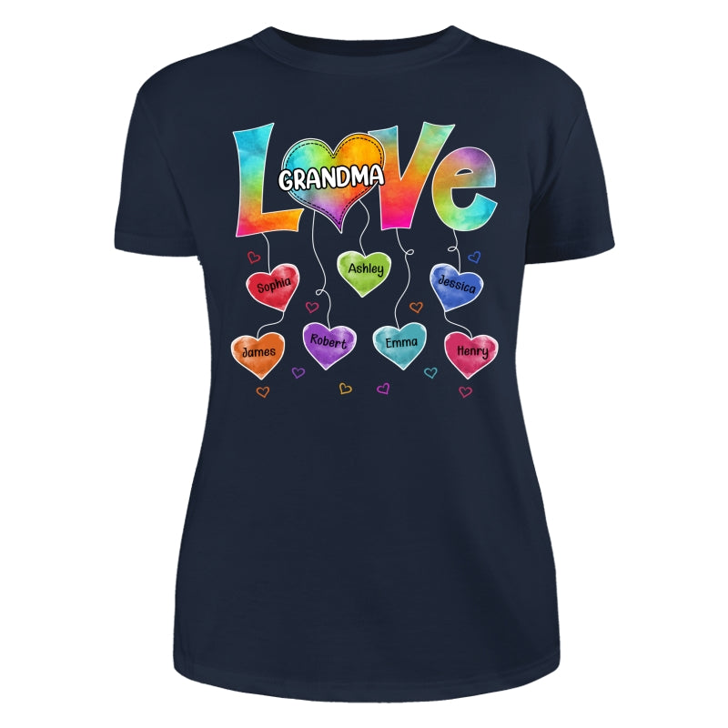 Grandma Mom Colorful Pattern Love Heartstring Personalized Shirt